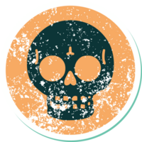 iconic distressed sticker tattoo style image of a skull png