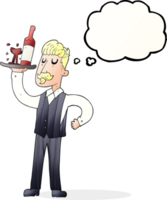 hand drawn thought bubble cartoon waiter png