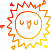 warm gradient line drawing of a cartoon sun png