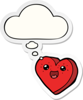 heart cartoon character with thought bubble as a printed sticker png