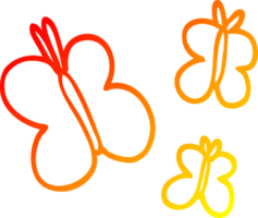 warm gradient line drawing of a cartoon butterflies png