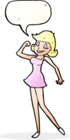 cartoon woman with can do attitude with speech bubble png