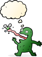 cartoon frog catching fly with thought bubble png