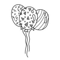 Isolated Doodle balloons on a string. Hand drawn outline illustration. Editable stroke vector