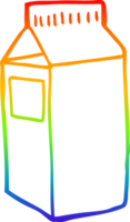 rainbow gradient line drawing of a cartoon milk carton png