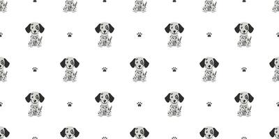 Cartoon character cute dalmatian dog seamless pattern background vector