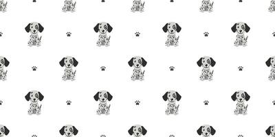 Cartoon character cute dalmatian dog seamless pattern background vector