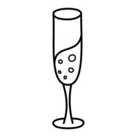 Hand drawn Doodle champagne glass. Celebration element. Simple outline editable stroke illustration isolated on a white background vector