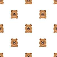 Cartoon character cute chow chow dog seamless pattern background vector