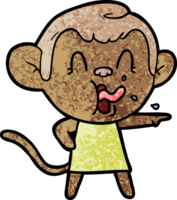 crazy cartoon monkey in dress pointing png