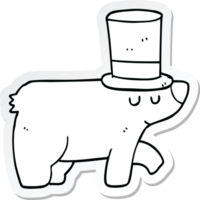 sticker of a cartoon bear wearing top hat png