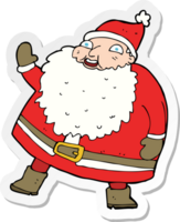 pegatina de una divertida caricatura de santa claus que agita png