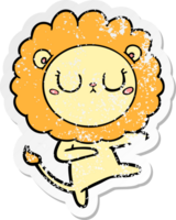 distressed sticker of a cartoon lion dancing png