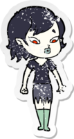 distressed sticker of a cute cartoon vampire girl png