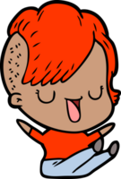 cute cartoon girl with hipster haircut png