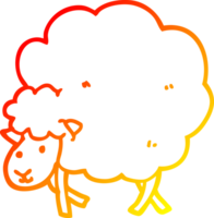 warm gradient line drawing of a cartoon sheep png