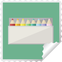 pack de crayons de couleur graphique autocollant carré timbre png