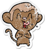 distressed sticker of a crazy cartoon monkey png