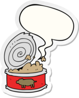 cartoon canned food with speech bubble sticker png