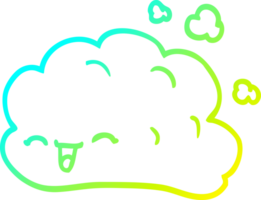 cold gradient line drawing of a cartoon happy cloud png