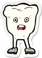 sticker of a cartoon tooth looking afraid png