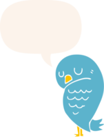 cartoon bird with speech bubble in retro style png