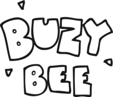 hand drawn black and white cartoon buzy bee text symbol png