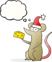 mão desenhado pensamento bolha desenho animado Natal rato com queijo png