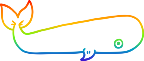 rainbow gradient line drawing of a cartoon sea whale png