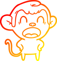 warm gradient line drawing of a shouting cartoon monkey png