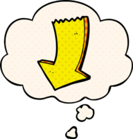 dessin animé montrer du doigt La Flèche avec pensée bulle dans bande dessinée livre style png