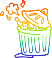 rainbow gradient line drawing of a cartoon waste bin png