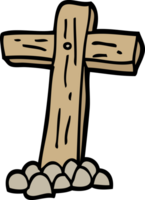 Cruz de madeira de desenho animado estilo doodle desenhado à mão png