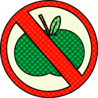 comic book style cartoon of a no fruit allowed sign png