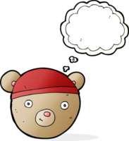 tekenfilm teddy beer gezicht met gedachte bubbel png
