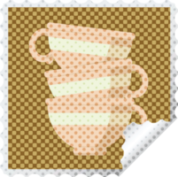 stack van cups grafisch plein sticker postzegel png