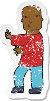 retro noodlijdende sticker van een cartoon stoere man png