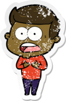 distressed sticker of a cartoon shocked man png