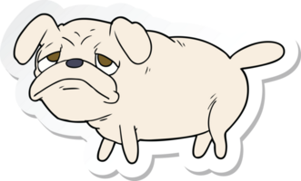 sticker of a cartoon unhappy pug dog png