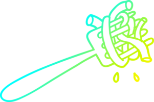 cold gradient line drawing of a cartoon spaghetti on fork png