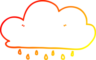 warm gradient line drawing of a cartoon rain cloud png