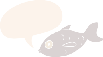 dessin animé poisson avec discours bulle dans rétro style png