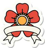 tatoeëren stijl sticker met banier van een bloem png