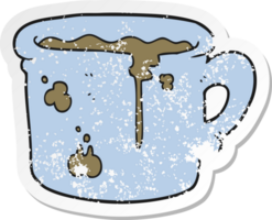 retro distressed sticker of a cartoon old coffee cup png