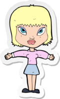 sticker of a cartoon woman with outstretched arms png