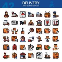 Delivery filled outline icons set. Shipping icon collection. illustration vector