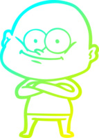 cold gradient line drawing of a cartoon bald man staring png