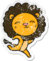 pegatina angustiada de un león de dibujos animados png