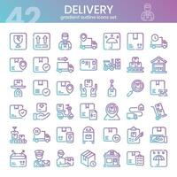 Delivery gradient outline icons set. Shipping icon collection. illustration vector