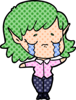 cartoon crying elf girl png